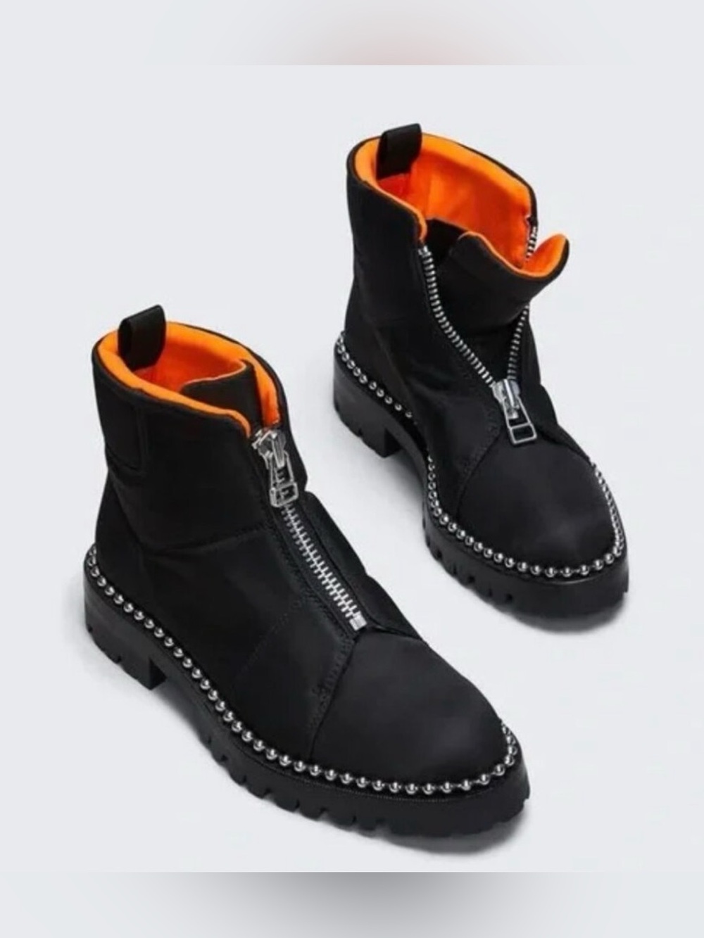 Alexander Wang Black Cooper Studded Nylon Canvas Boots with studs Size 39